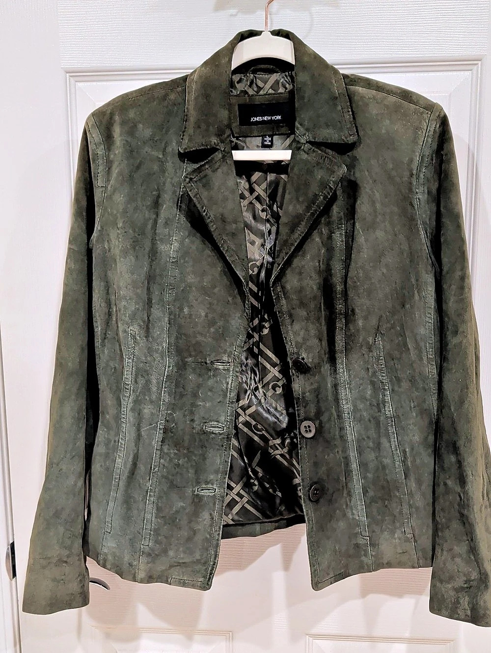 Jones New York Women's Green Leather Jacket Size Large